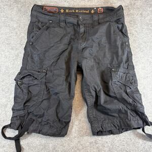 Vintage Y2K Rock Revival Cargo Shorts Mens Size 33 Black Grunge Streetwear